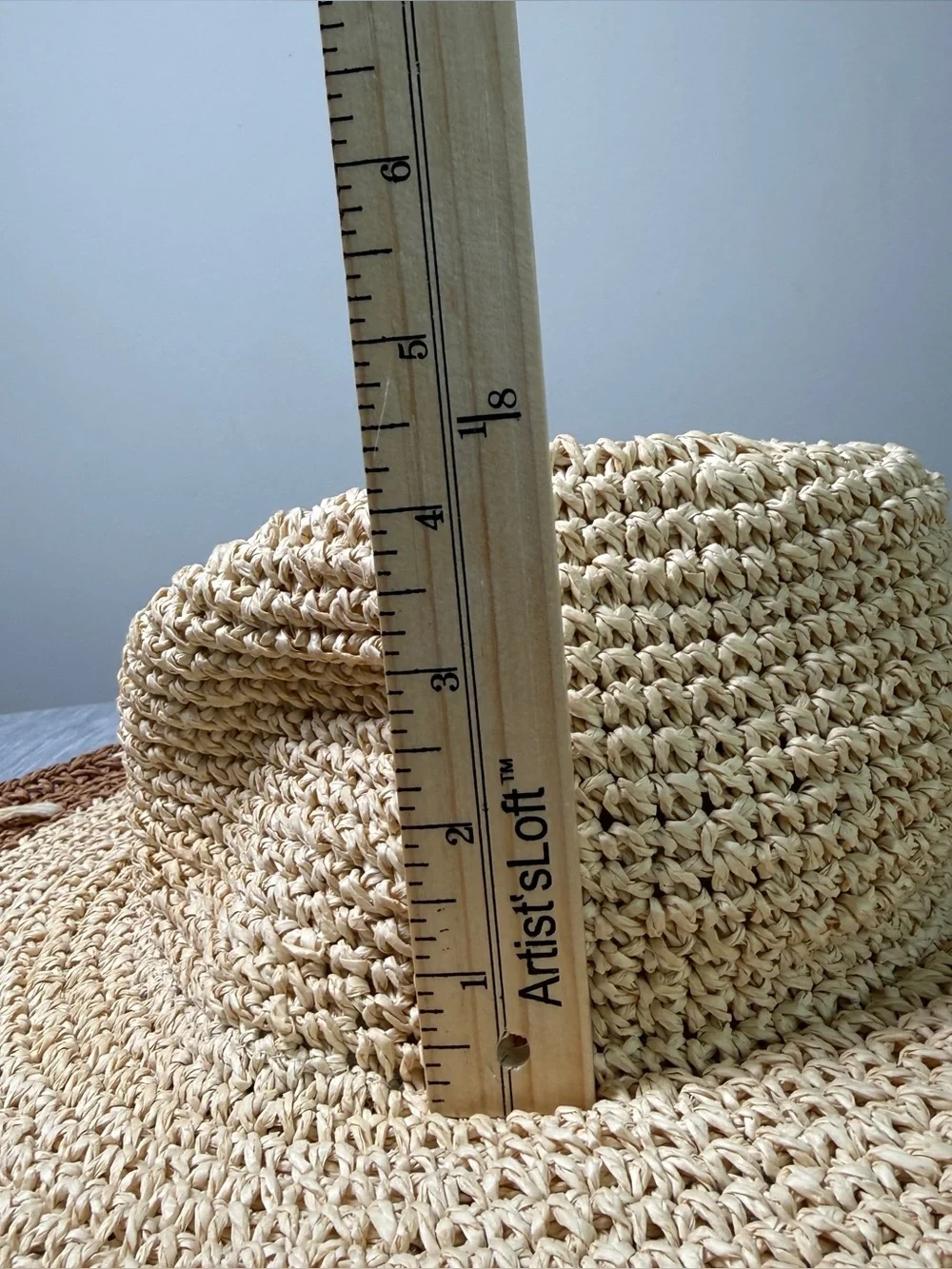 By Anthropologie Crochet Paper Floppy Sun Hat Cream Tan Colorblock Whipstitch OS